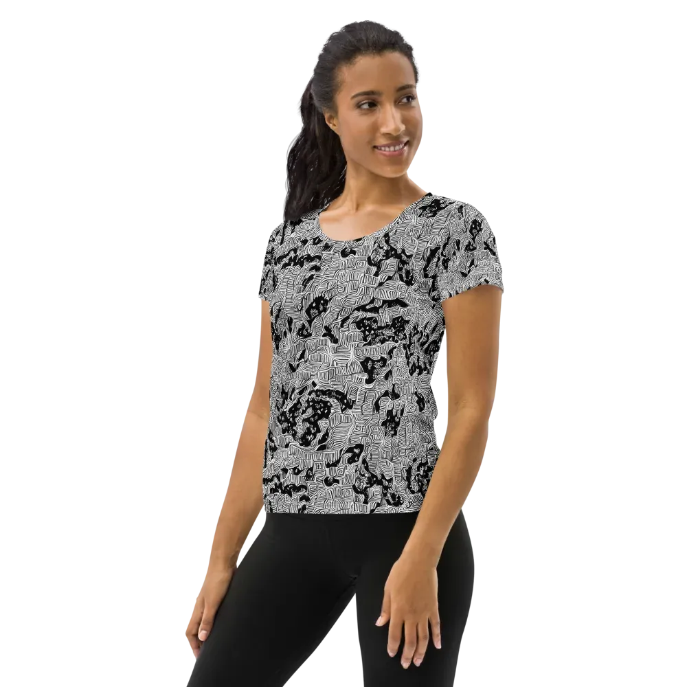 Nocturnal Whispers on Women's Athletic T-Shirt — Left