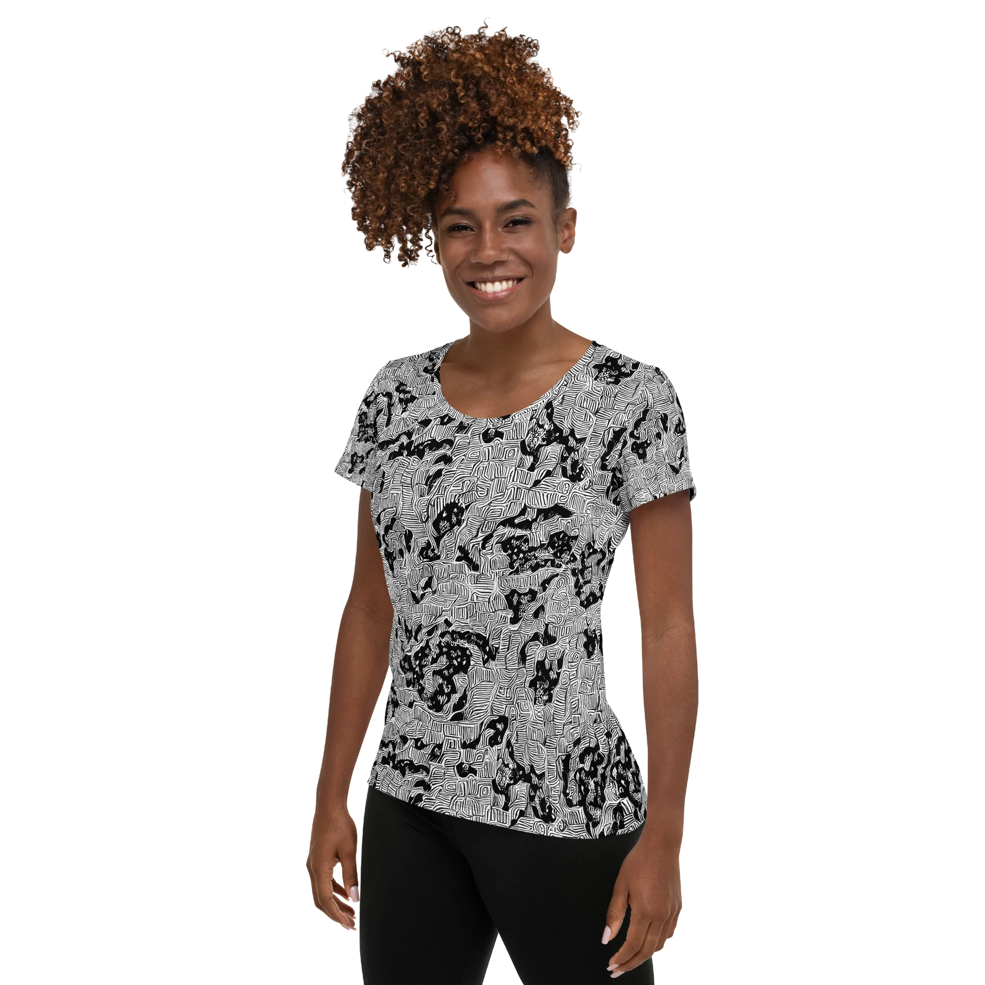 Nocturnal Whispers on Women's Athletic T-Shirt — Left