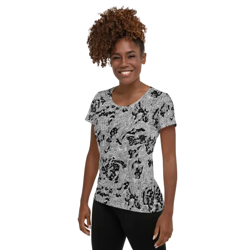 Nocturnal Whispers on a Women's Athletic T-Shirt