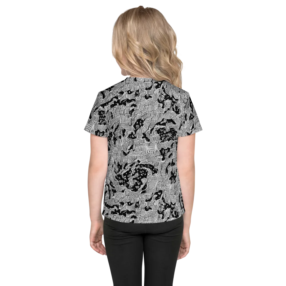 Nocturnal Whispers on Kids Crew Neck T-Shirt — Back