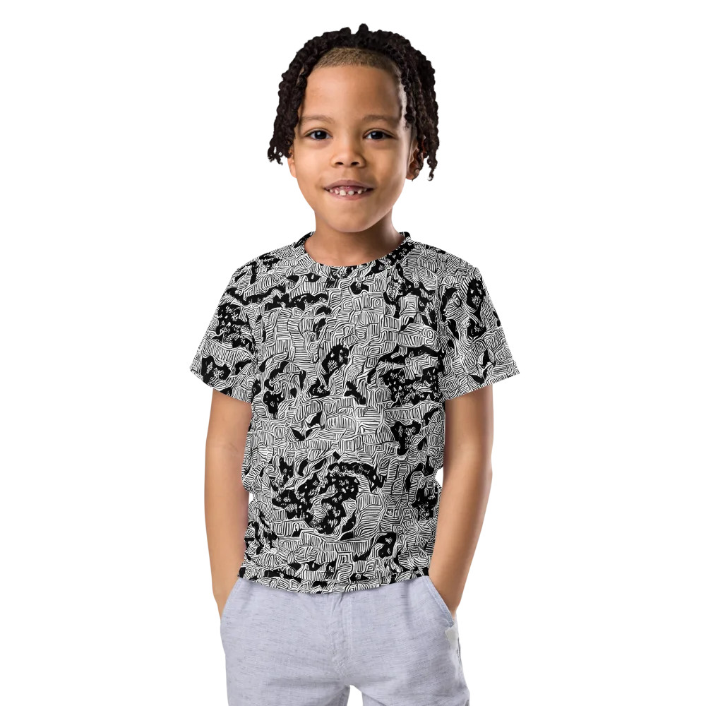 Nocturnal Whispers on Kids Crew Neck T-Shirt — Front