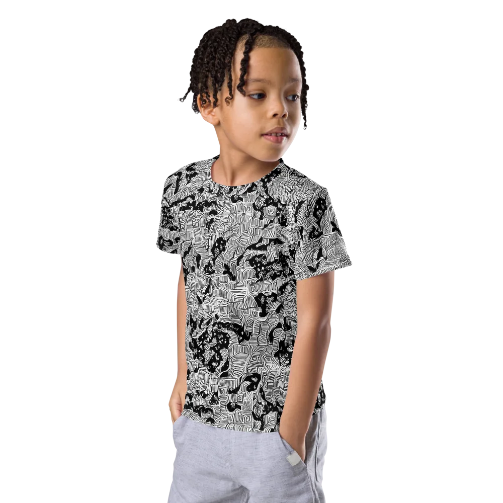 Nocturnal Whispers on Kids Crew Neck T-Shirt — Left Front