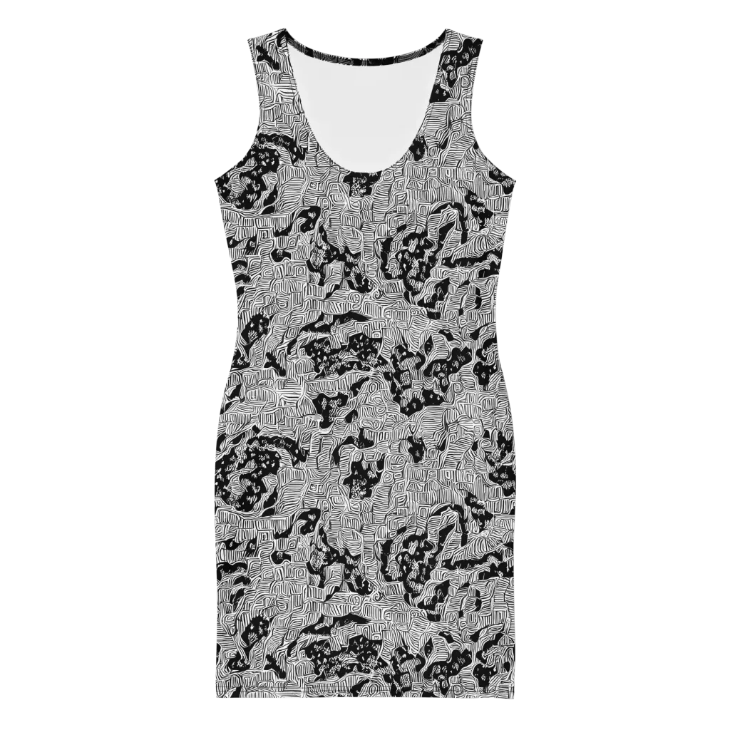 Nocturnal Whispers on Bodycon Dress — Front