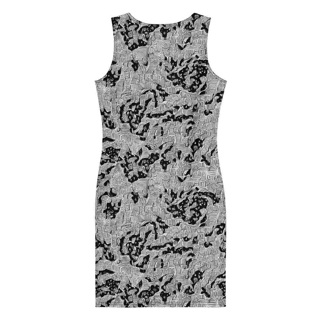 Nocturnal Whispers on Bodycon Dress — Back