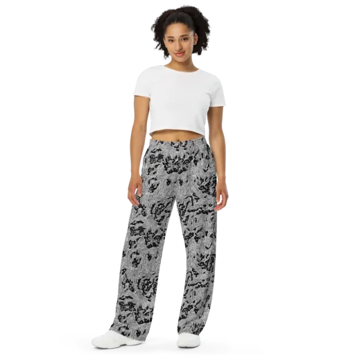 Nocturnal Whispers on a Wide-Leg Pants