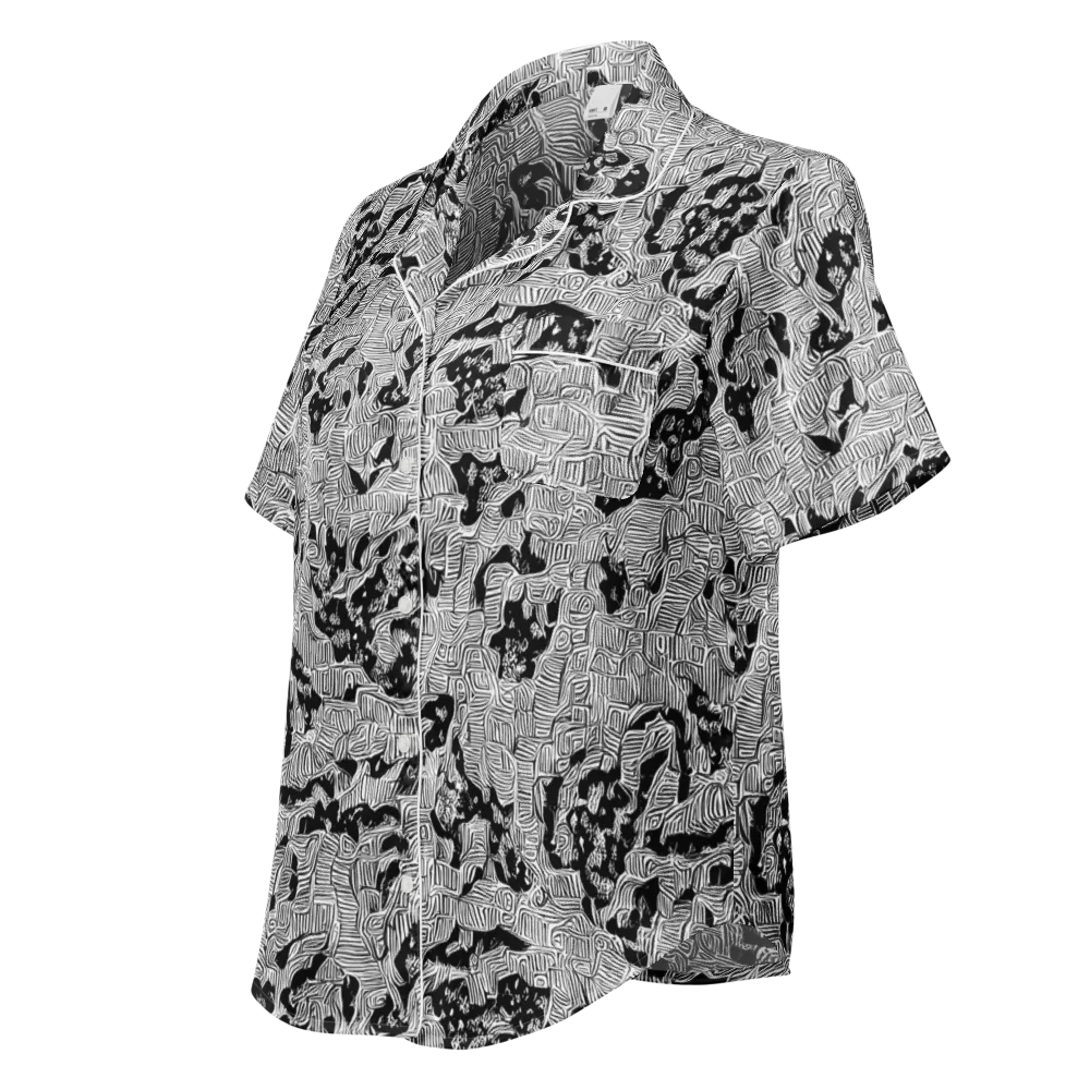 Nocturnal Whispers on Women's Short Sleeve Pajama Top — Left Front