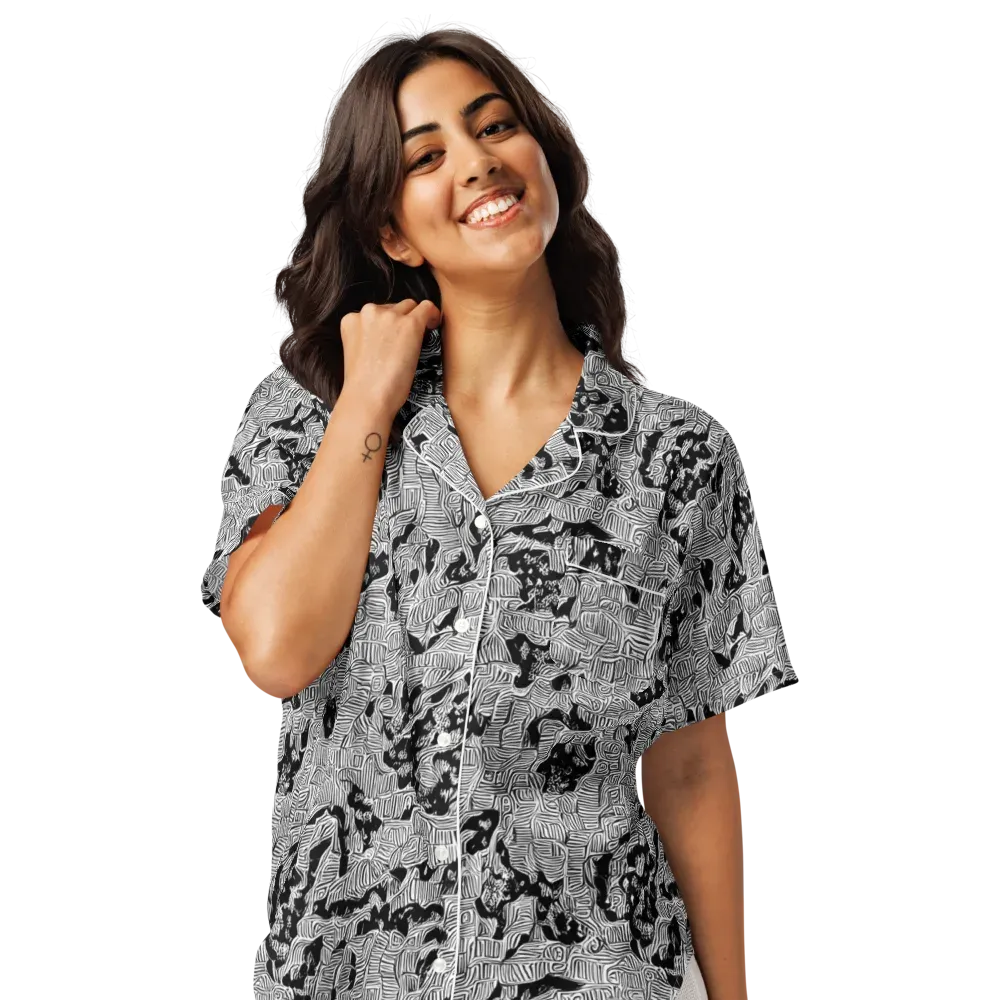 Nocturnal Whispers on Women's Short Sleeve Pajama Top — Front