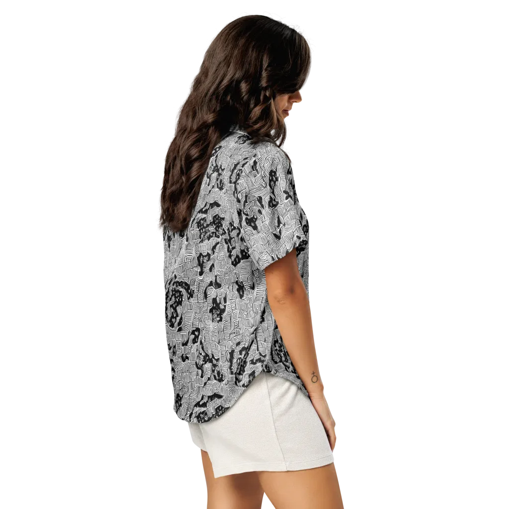 Nocturnal Whispers on Women's Short Sleeve Pajama Top — Right Back