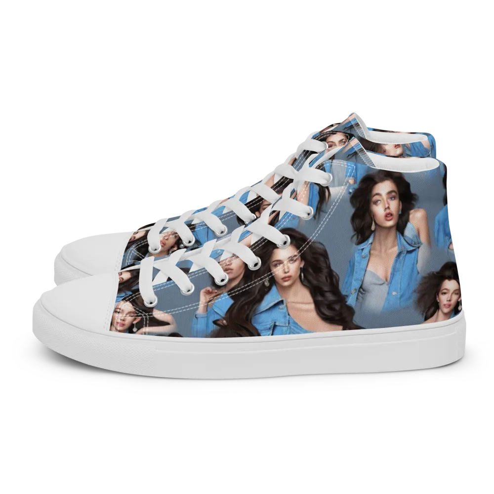 Denim Muse on Men's High Top Canvas Shoes — Left