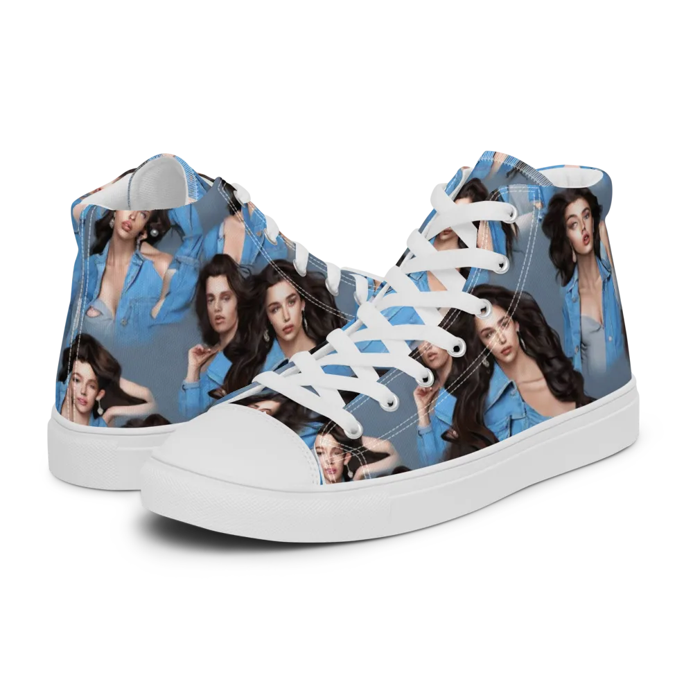 Denim Muse on Men's High Top Canvas Shoes — Left