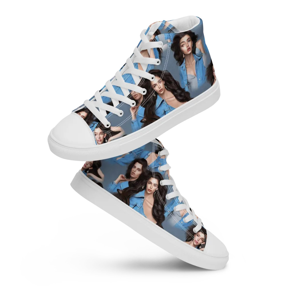 Denim Muse on Men's High Top Canvas Shoes — Front
