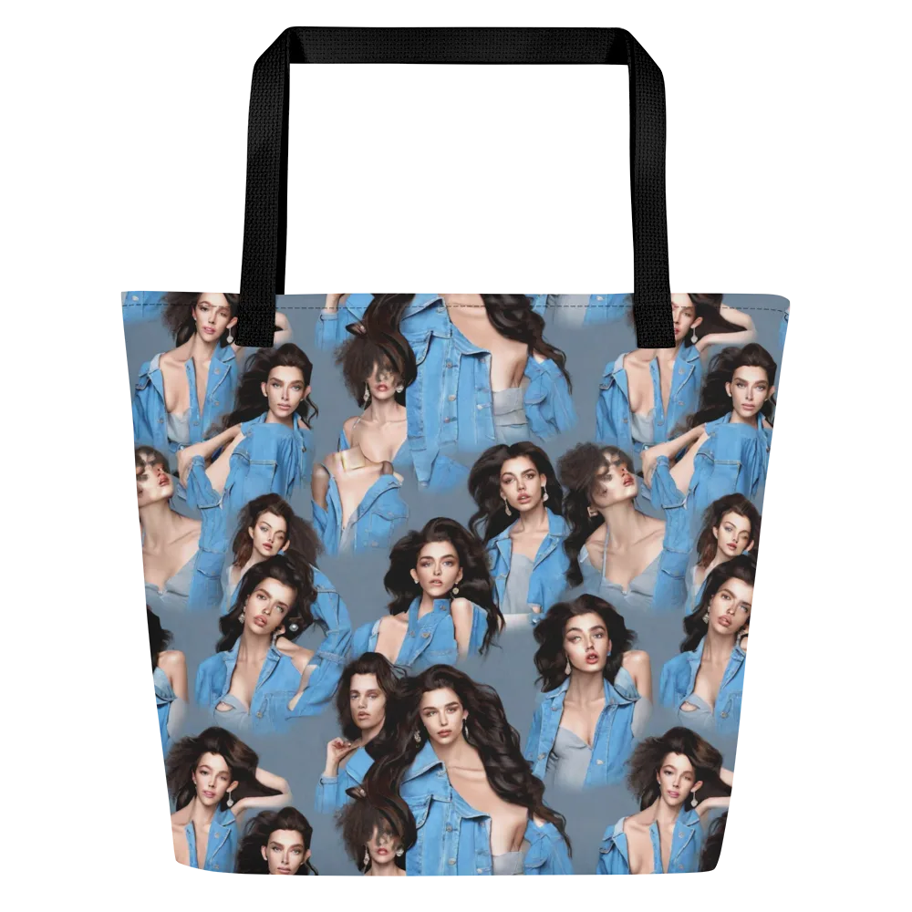 Denim Muse on Large Tote Bag W/ Pocket — Front