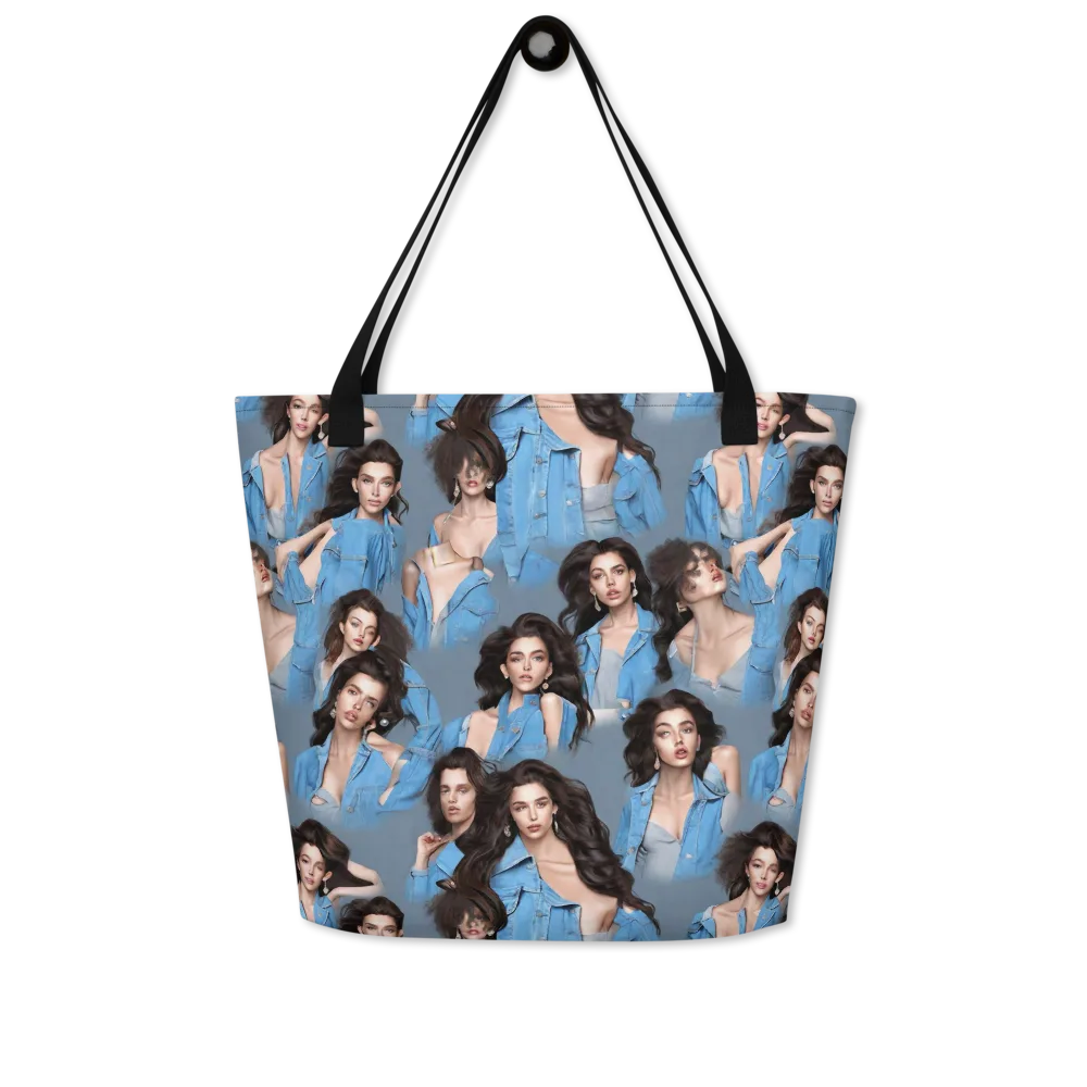 Denim Muse on Large Tote Bag W/ Pocket — Front