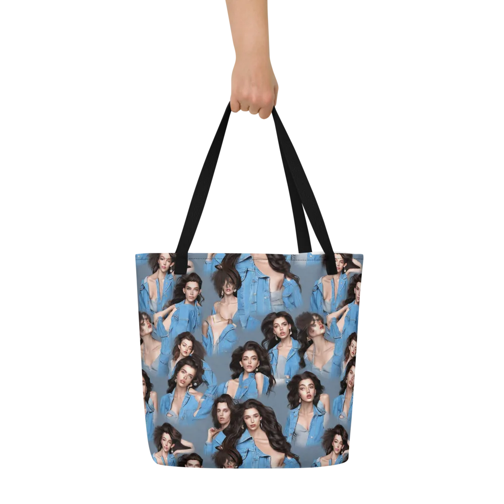 Denim Muse on Large Tote Bag W/ Pocket — Front
