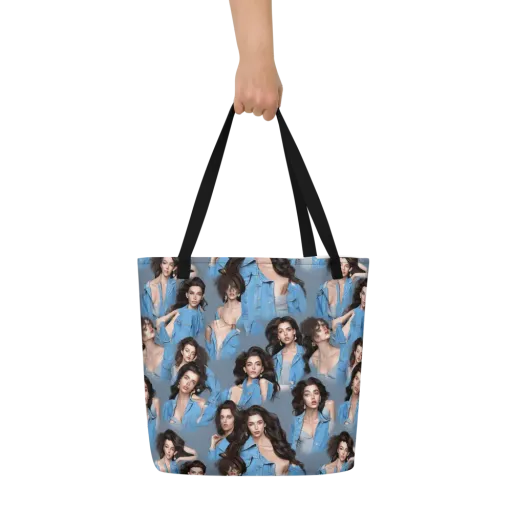 Denim Muse on a Large Tote Bag W/ Pocket