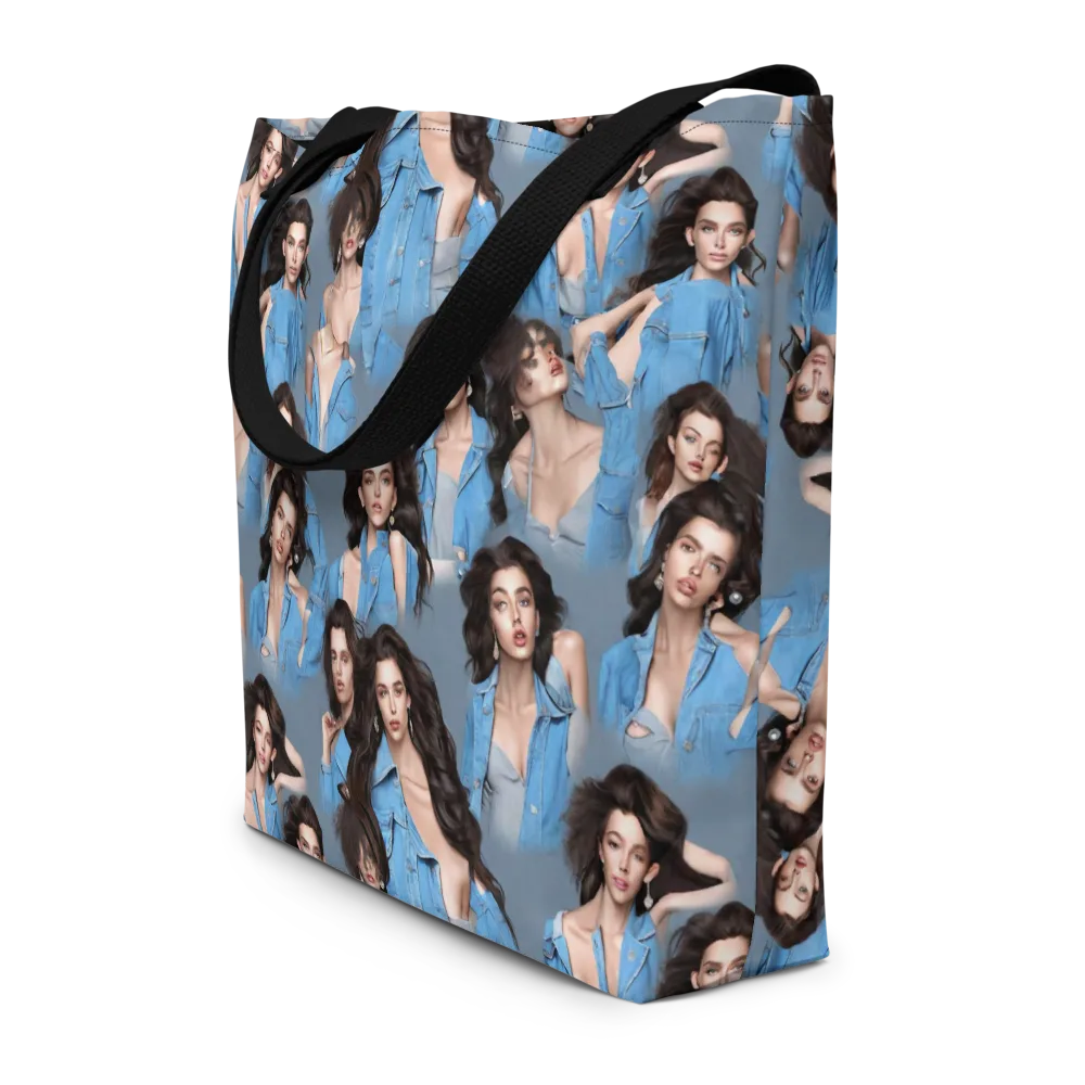Denim Muse on Large Tote Bag W/ Pocket — Front