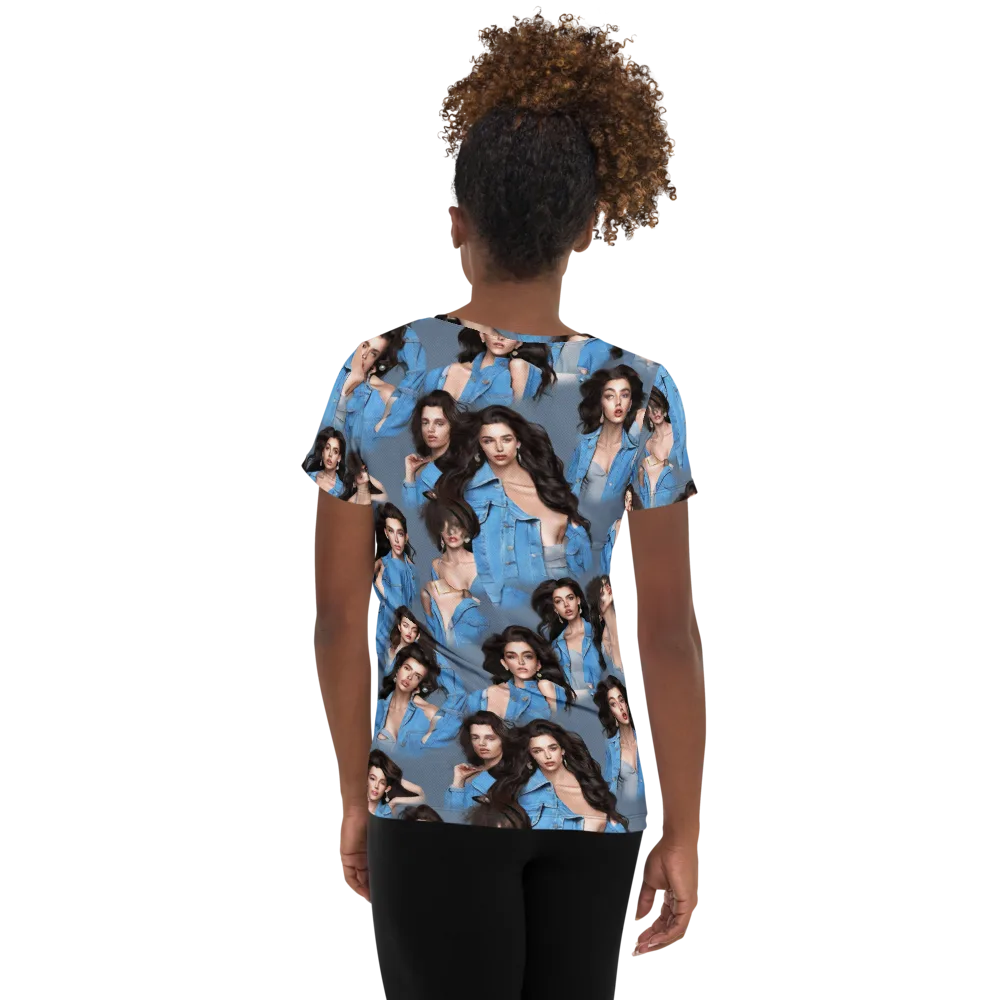 Denim Muse on Women's Athletic T-Shirt — Back