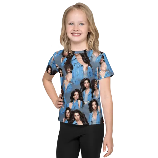 Denim Muse on a Kids Crew Neck T-Shirt
