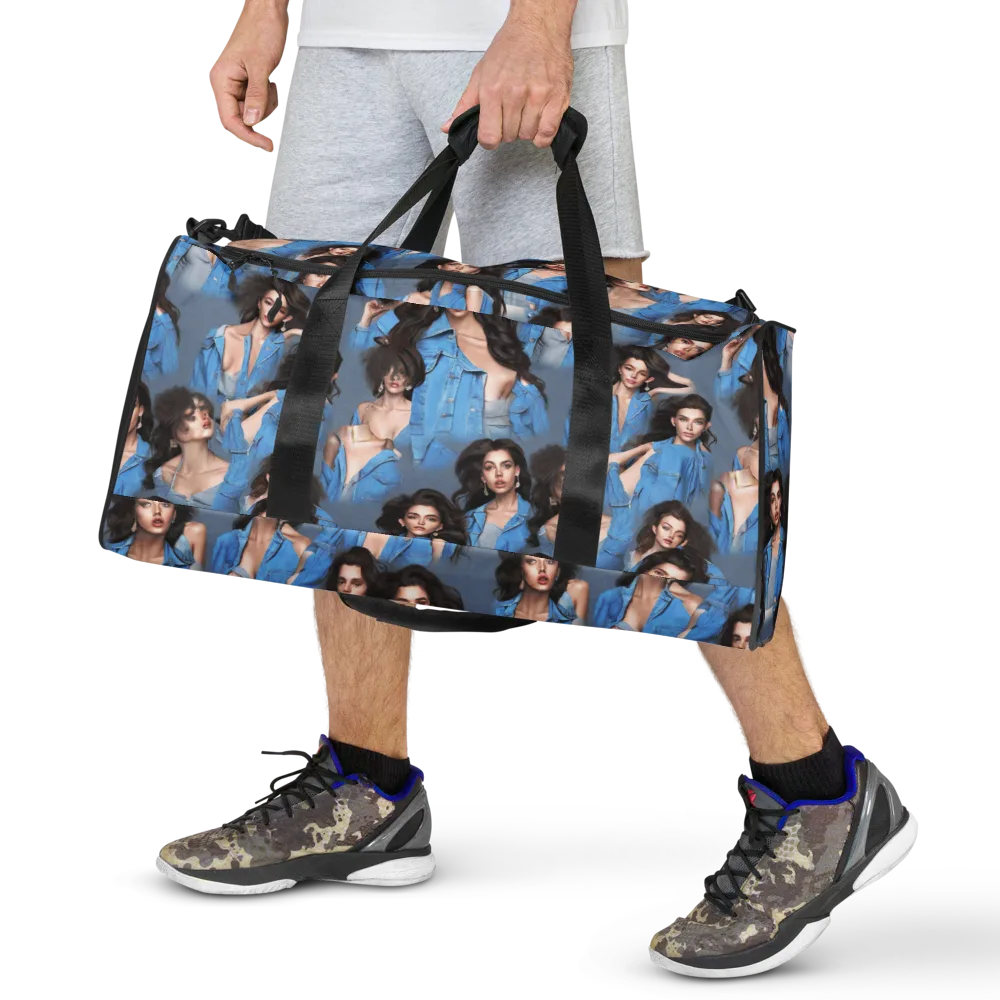 Denim Muse on Duffle Bag — Front