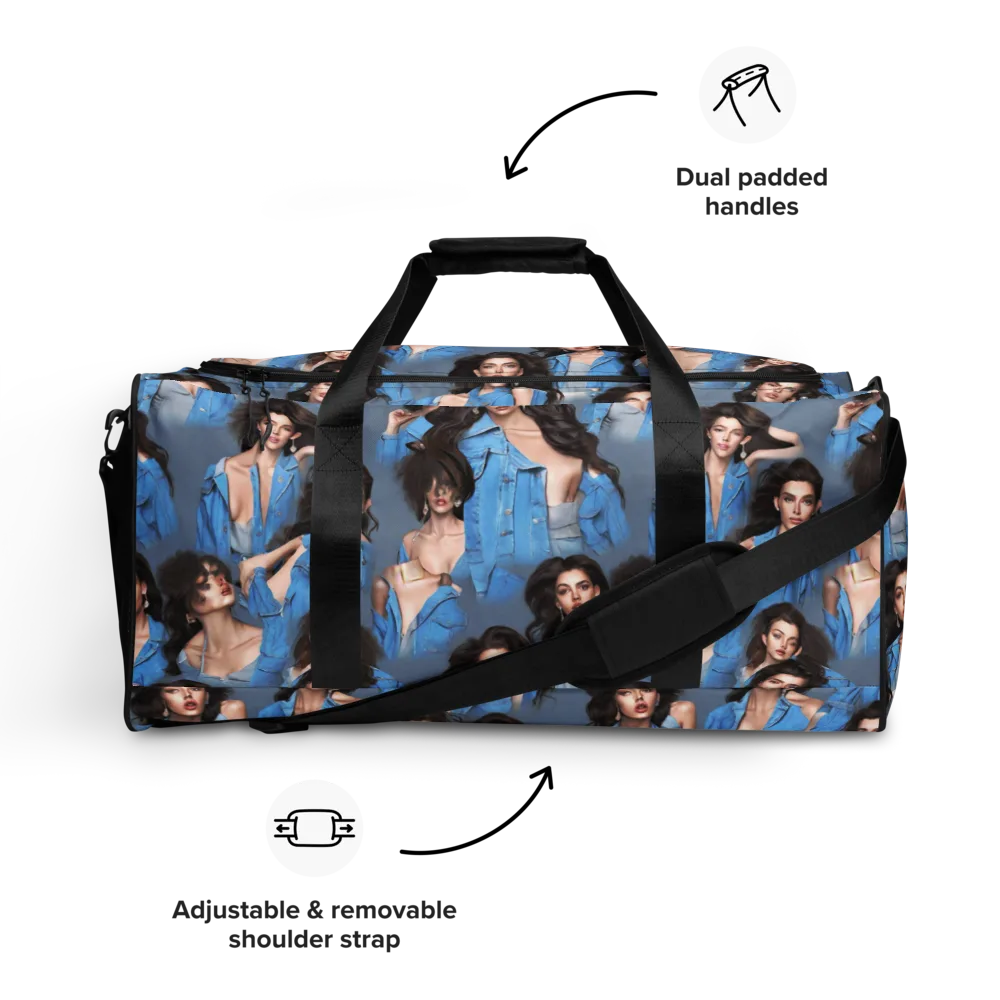 Denim Muse on Duffle Bag — Front
