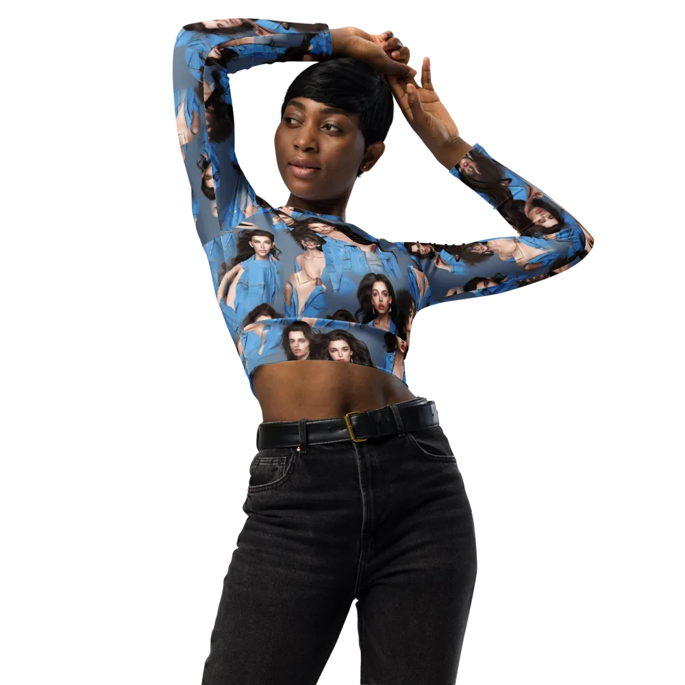 Denim Muse on Long Sleeve Crop Top — Front
