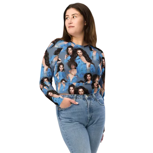 Denim Muse on a Long Sleeve Crop Top