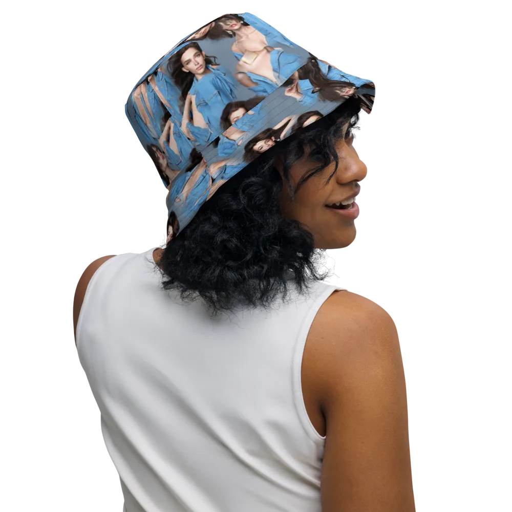 Denim Muse on Reversible Bucket Hat — Right Outside