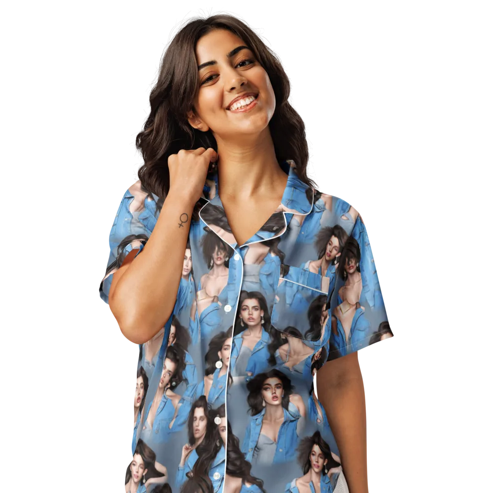 Denim Muse on Women's Short Sleeve Pajama Top — Front