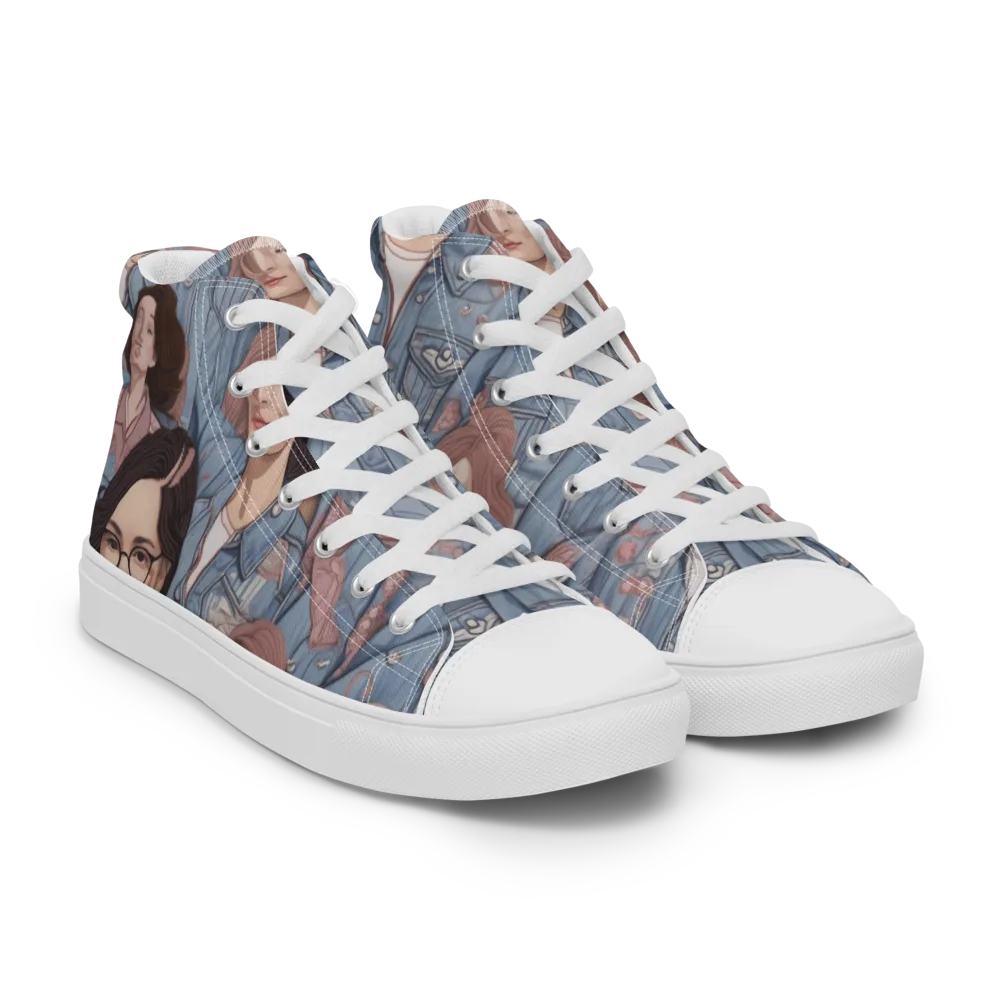 Denim Chorus on Men's High Top Canvas Shoes — Right Front