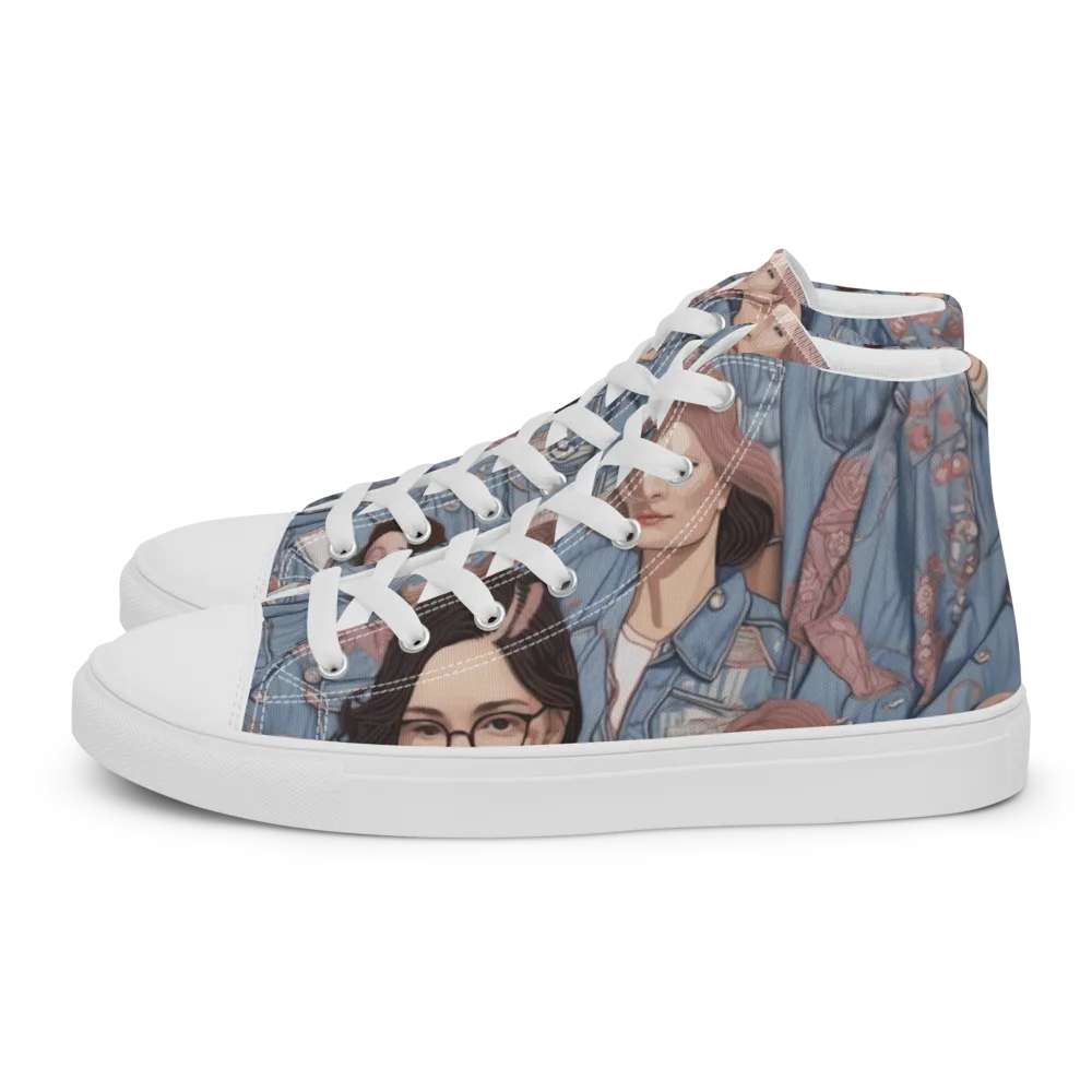 Denim Chorus on Men's High Top Canvas Shoes — Left