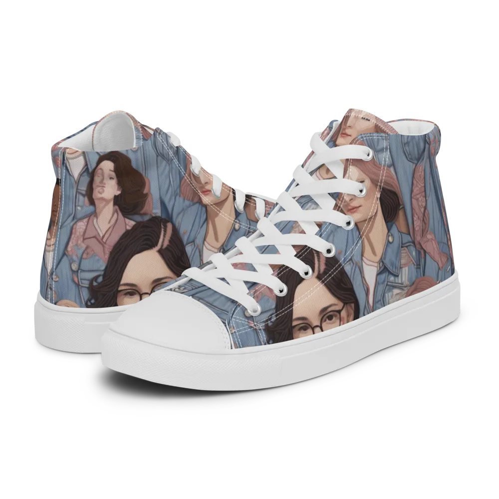 Denim Chorus on Men's High Top Canvas Shoes — Left