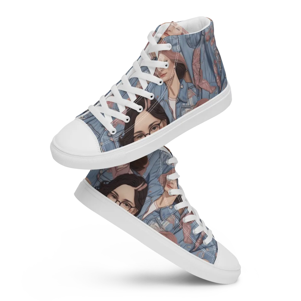 Denim Chorus on Men's High Top Canvas Shoes — Front