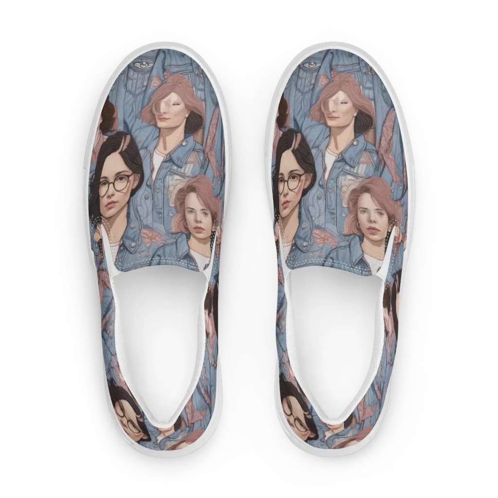 Denim Chorus on Men's Slip-On Canvas Shoes — Front
