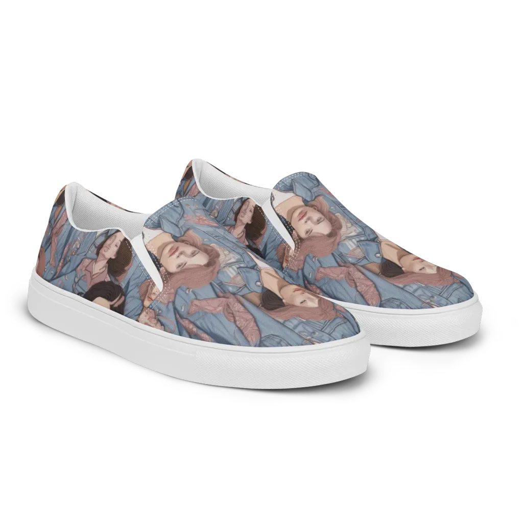 Denim Chorus on Men's Slip-On Canvas Shoes — Right Front