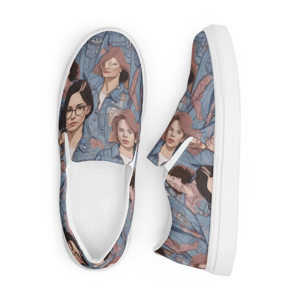 Denim Chorus on Men's Slip-On Canvas Shoes — Front