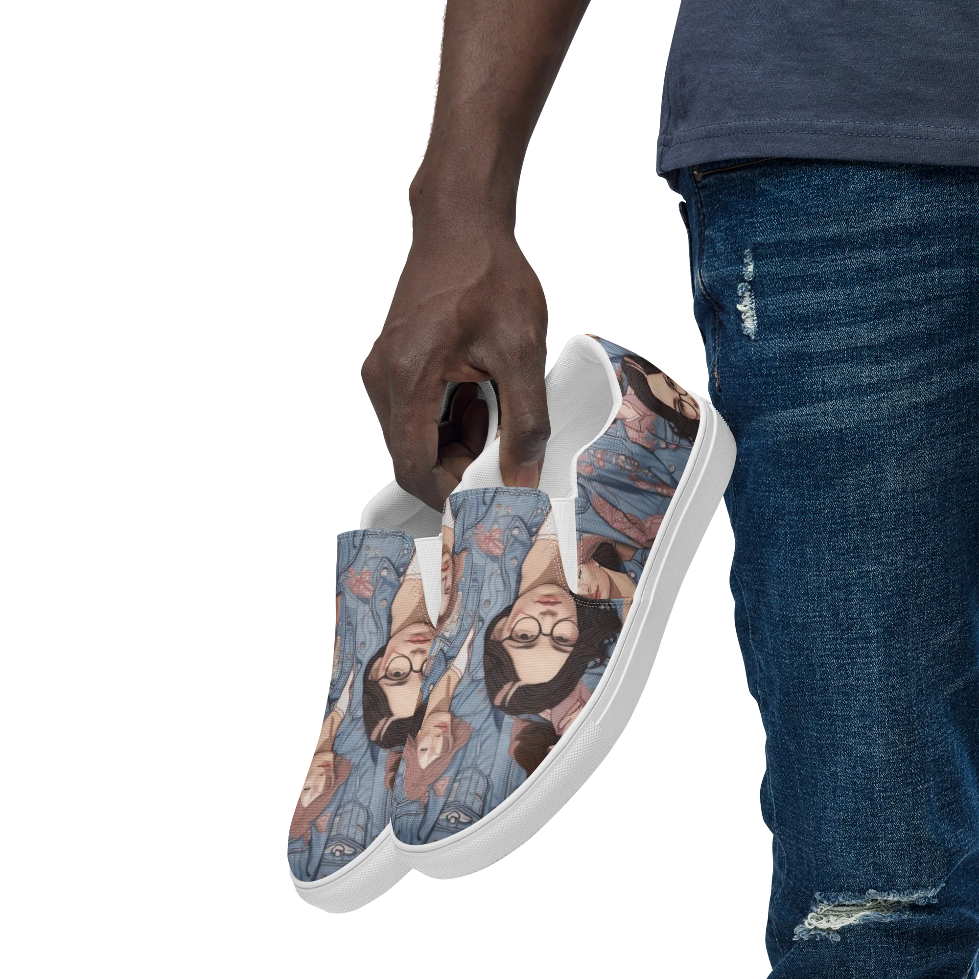 Denim Chorus on Men's Slip-On Canvas Shoes — Left Front