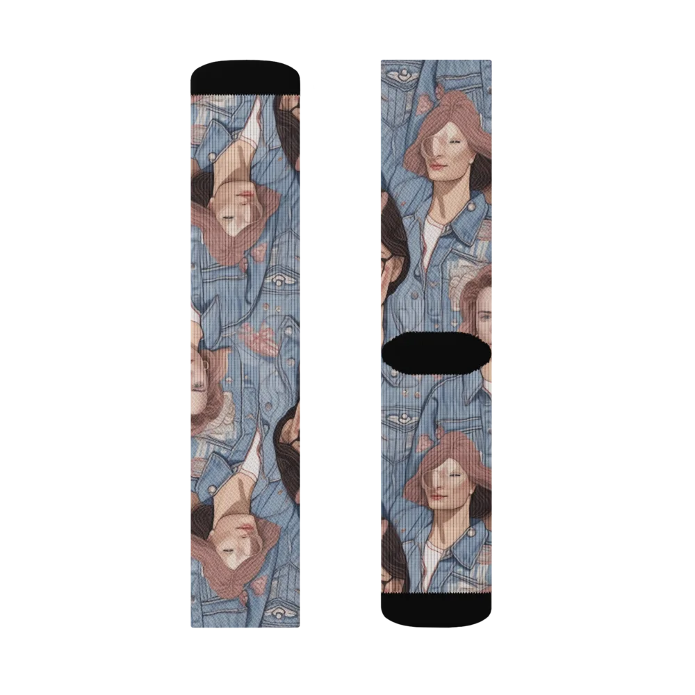 Denim Chorus on Socks — Left Sock