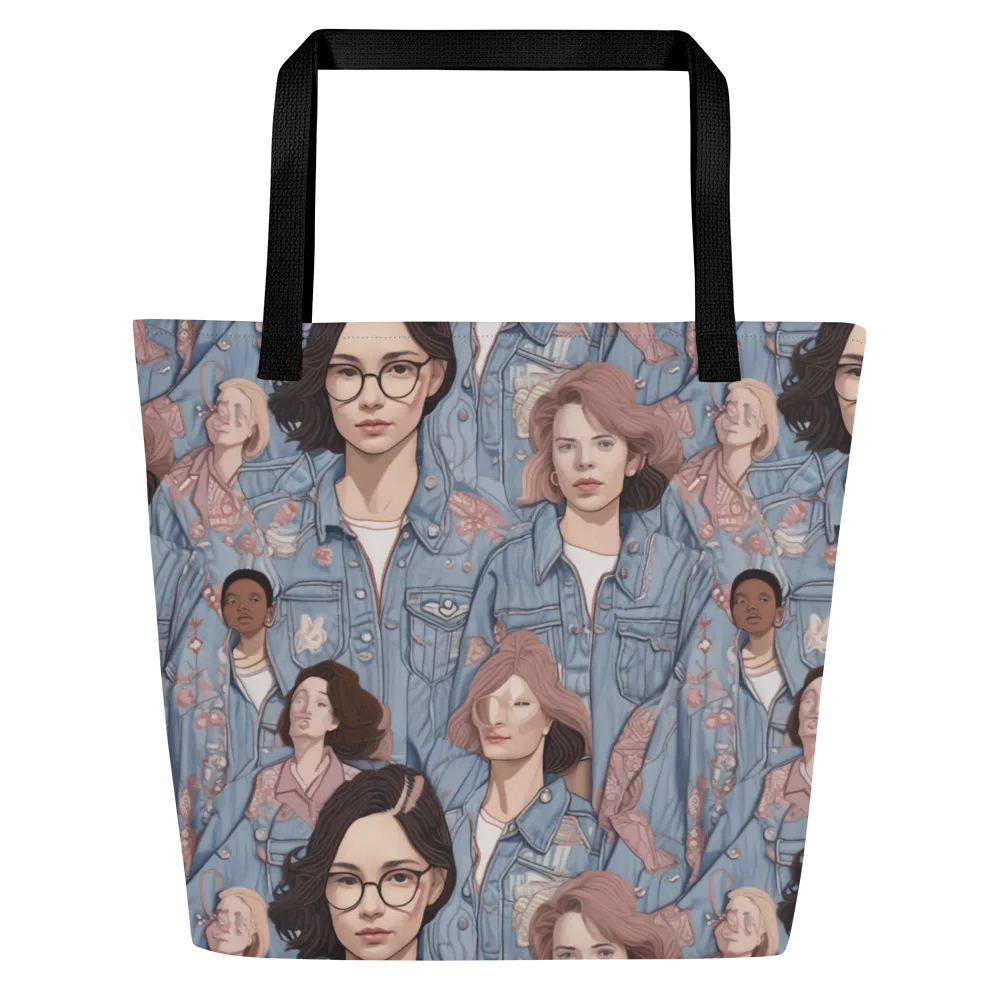 Denim Chorus on Large Tote Bag W/ Pocket — Front