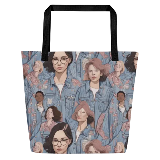 Denim Chorus on a Large Tote Bag W/ Pocket