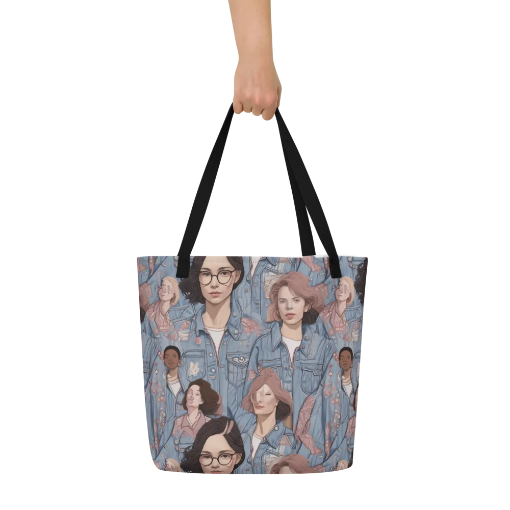 Denim Chorus on Large Tote Bag W/ Pocket — Front
