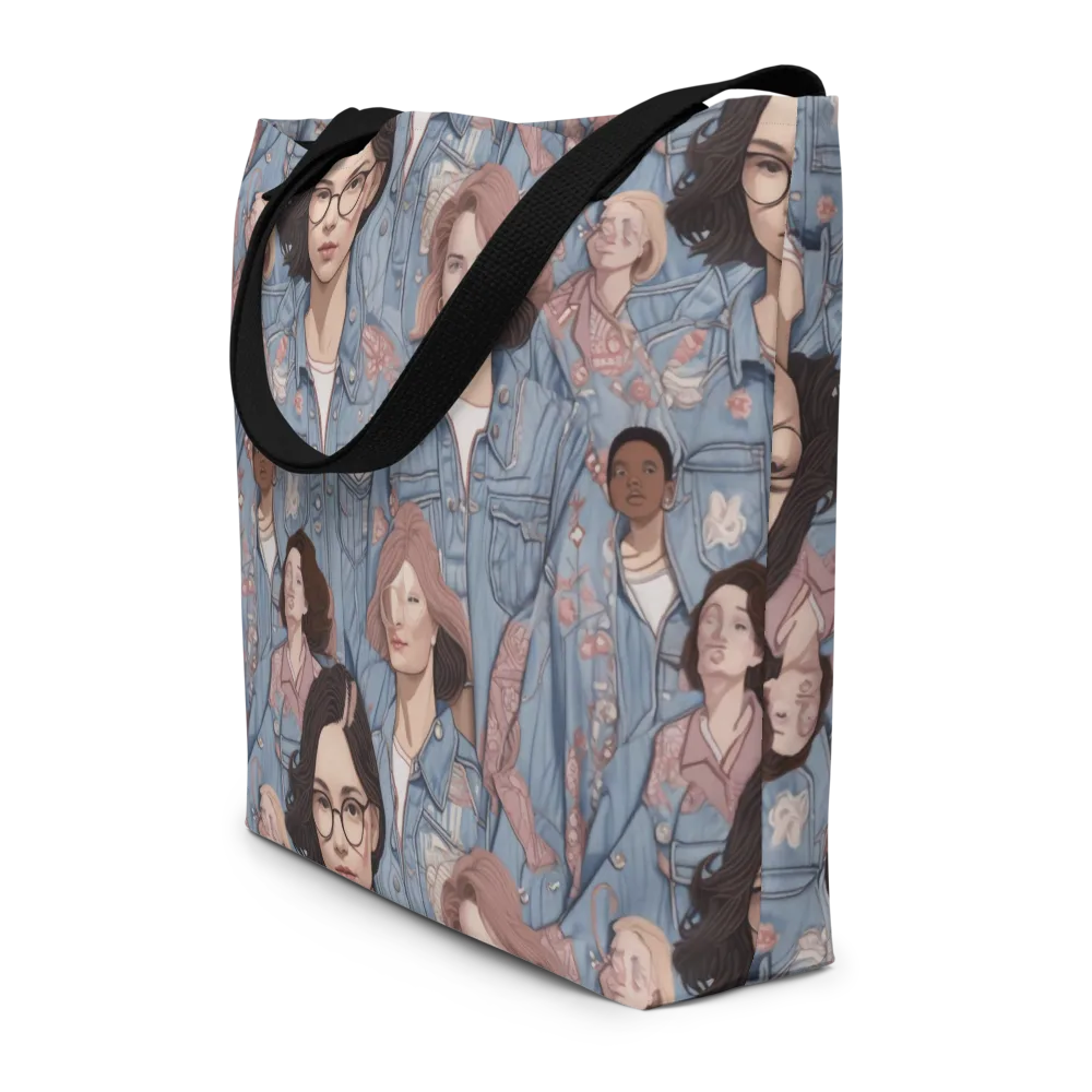 Denim Chorus on Large Tote Bag W/ Pocket — Front