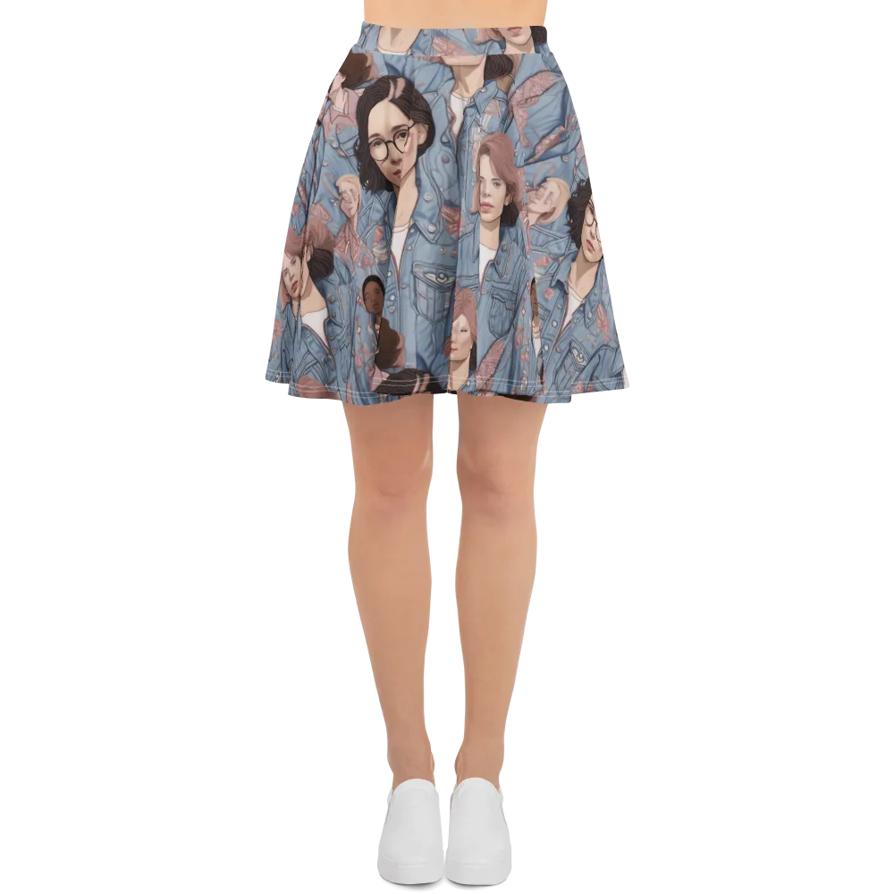 Denim Chorus on Skater Skirt — Front