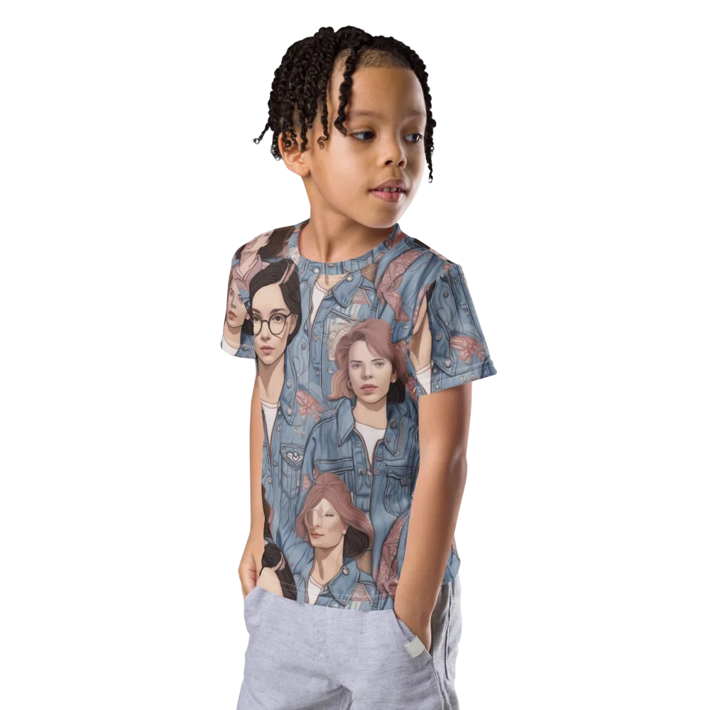 Denim Chorus on Kids Crew Neck T-Shirt — Left Front