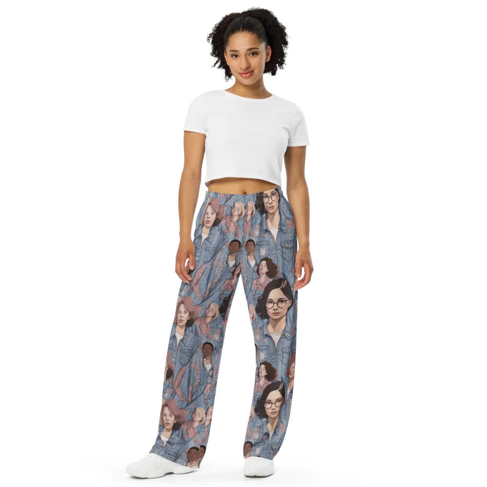 Denim Chorus on Wide-Leg Pants — Front