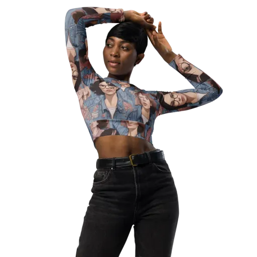 Denim Chorus on a Long Sleeve Crop Top