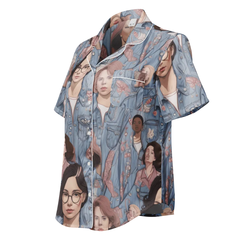 Denim Chorus on Women's Short Sleeve Pajama Top — Left Front
