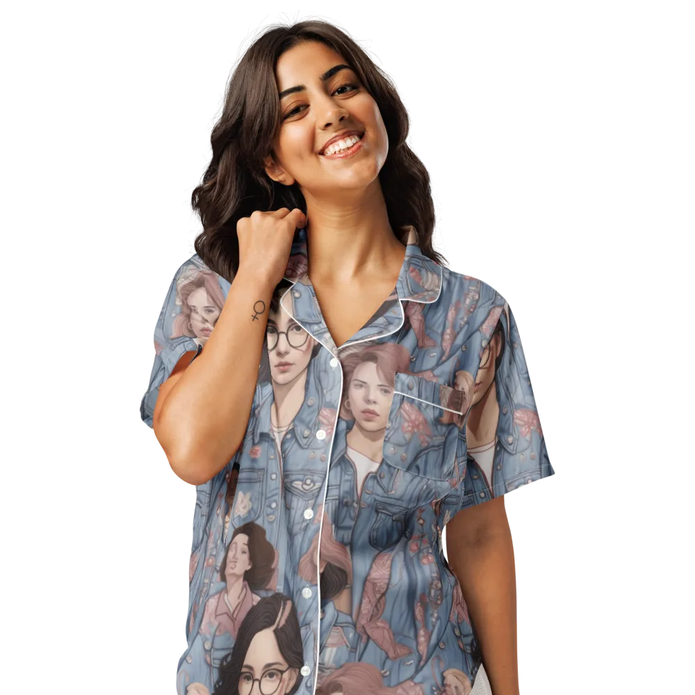 Denim Chorus on Women's Short Sleeve Pajama Top — Front
