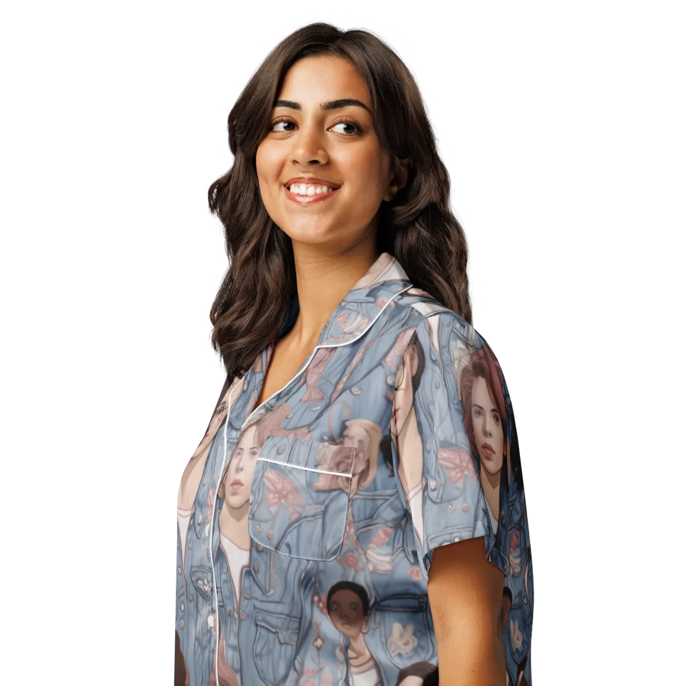 Denim Chorus on Women's Short Sleeve Pajama Top — Left Front