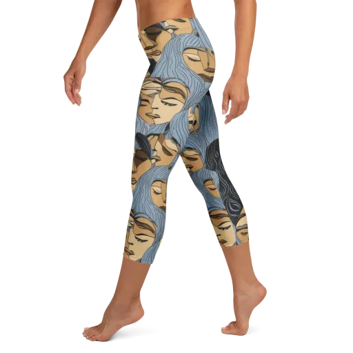 Blue Hour Faces on a Capri Leggings