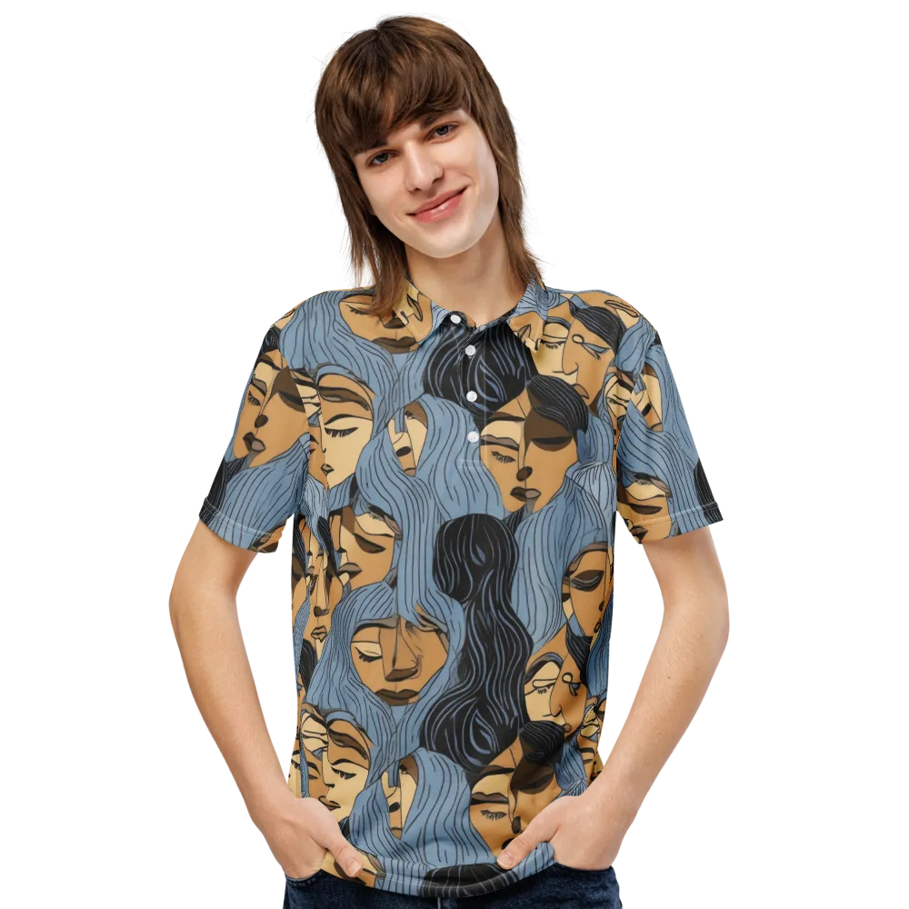 Blue Hour Faces on Men's Slim Fit Polo Shirt — Front